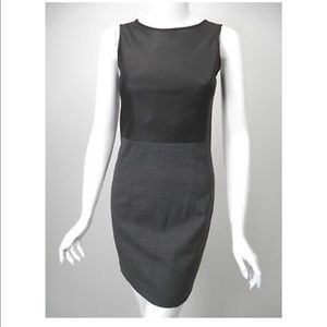 THEORY Leather Bodice Wool Skirt Sheath Dress